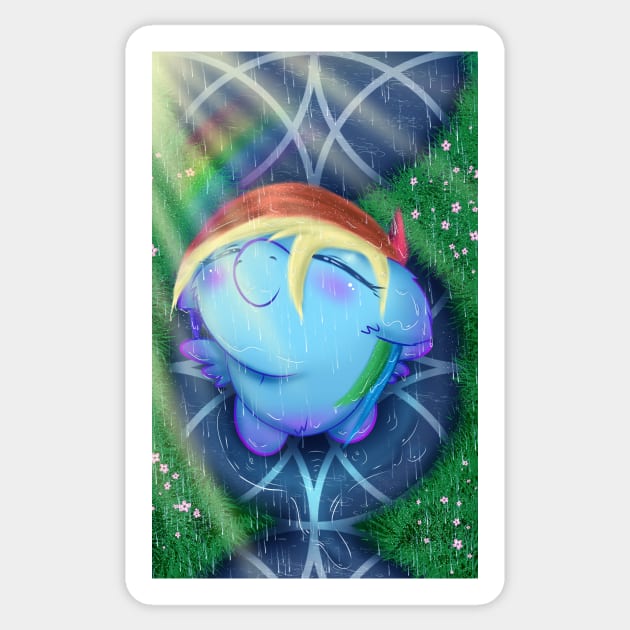 Rainbow Dash In The Rain Sticker by Darksly